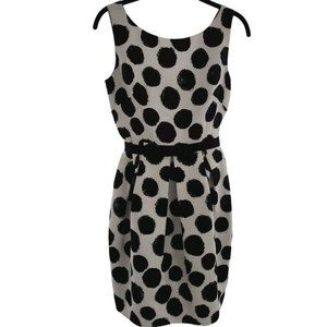 Eliza J Polka Dot Dress  Scoop Neck Pockets Side Zip Size 2P